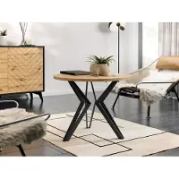 Mirjan 24 Table basse ronde BURNET 2 – chêne doré / noir