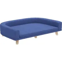 Northio Canapé-lit pour chien, en bois d'eucalyptus, 98 x 67 x 25 cm, bleu