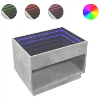 Syfax Table basse avec LED infini gris béton 70x50x50 cm