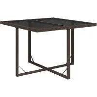 Syfax Table de jardin Marron 109x107x74 cm Résine tressée et verre