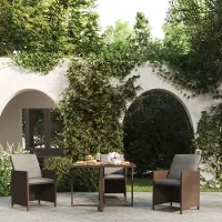 Prolenta Maison Exclusive - Table de jardin Marron 109x107x74 cm Résine tressée et verre