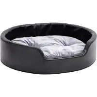 Syfax Lit pour chiens Noir et gris 69x59x19 cm Peluche et similicuir