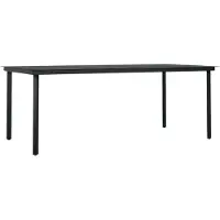 Syfax Table à dîner de jardin Noir 200x100x74 cm Acier et verre