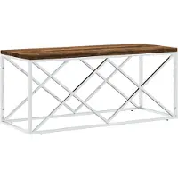 Syfax Table basse acier inoxydable et bois massif de récupération