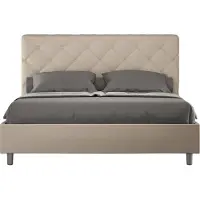 Ityhome - Lit double coffre rembourré 140x200 similicuir taupe Priya