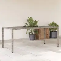Prolenta Maison Exclusive - Table de jardin avec plateau en verre gris 190x90x75 cm Poly Rotin