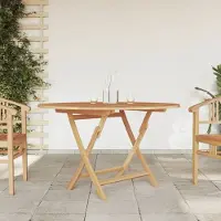 Prolenta Table de jardin pliante, bois massif teck, diamètre 110 cm, hauteur 75 cm. (Marque : Maison Exclusive)