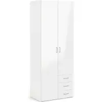 Dmora 10628 Armoire SPACE Armoire à portes blanc brillant