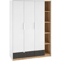 Furnlux Classic FURNLUX Armoire Torino Graphite Et Blanc Et Chêne 138cm / Couleur principale : Blanc / Dimensions : 138 x 196 x 53 cm