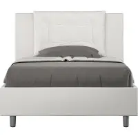 Ityhome - Lit 1 place et demi coffre rembourré 120x210 similicuir blanc Annalisa