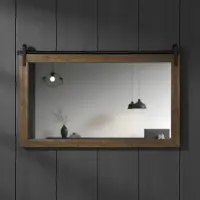 Feel2Home Miroir mural cadre en bois à roulettes brun 86 x 71 cm rustique style maison de campagne