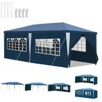 Jayseuw Pavillon Tente de réception avec 4 parois latérales Porte à fermeture éclair Fenêtre 3x6m, Bleu