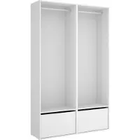 Dmora Pewa - Grand Garde-robe, 120x205h cm Blanc, 4 Étagères