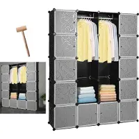 EINFEBEN 20 cubes Système d'étagères Penderie Penderie noire en plastique DIY facile à monter Penderie ouverte pour livres Jouets Serviettes