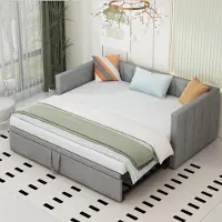 UnboxG Lit rembourré, canapé-lit gigogne 90/180*200 cm avec sommier à lattes, lit multifonctionnel en tissu velours doux pour la peau, gris