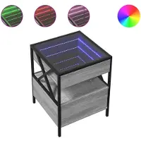 Syfax Table basse avec LED Infinity sonoma gris 40x40x51 cm
