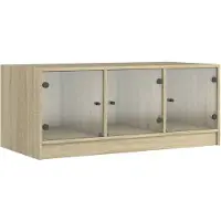 Syfax Table basse avec portes en verre chêne sonoma 102x50x42 cm