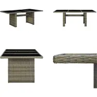 vidaXL Table de jardin Marron Poly rotin et verre trempé - Table de jardin - Tables - Tables