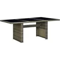 Syfax Table de jardin Marron Résine tressée et verre trempé