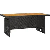 Syfax Table de jardin noir 100x50x43/63 cm acacia et résine tressée