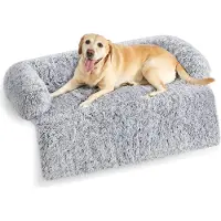 Feandrea FluffyHug Lit pour chien en peluche, couverture pour chien canapé, protection pour canapé chien, coussin pour chien, taille XXL, pour grands chiens, 122 x 95 x 18 cm, gris ombré