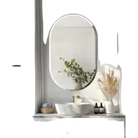 OEM Miroir de salle de bain ovale sans cadre, verre durable, style minimaliste ,32x20 pouces