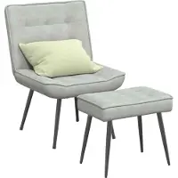 Syfax Chaise de relaxation avec tabouret Gris clair Velours