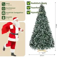 StarTech.com Arbre de Noël artificiel - Sapin canadien - Hauteur 150 cm - Dense et volumineux - PVC/PE - Enneigé - Vert avec cônes et neige