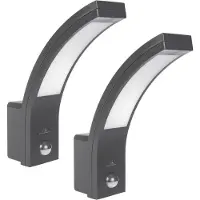 Macleans 2x lampe LED avec détecteur de mouvement PIR détecteur de mouvement gris 10W IP54 750lm blanc neutre (4000K) MCE244 GR