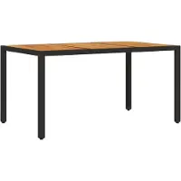Syfax Table de jardin et dessus en bois d'acacia noir résine tressée