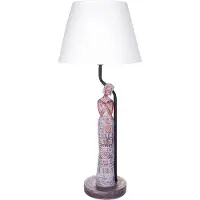 Ed Brubaker Lampe de table ou de chevet Femme africaine aspect cuivre - Lampe de table avec pied en céramique et abat-jour en tissu - 58 cm de hauteur, Gris Blanc