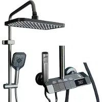 OEM Ensemble de robinetterie de douche, indicateur de température à LED, 4 modes de fonctionnement, gris