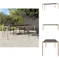 vidaXL Table de jardin Beige 250x100x75 cm verre dur et poly rotin - Tables de jardin