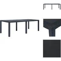 vidaXL Table de jardin Anthracite 220 x 90 x 72 cm Plastique aspect rotin - Tables de jardin