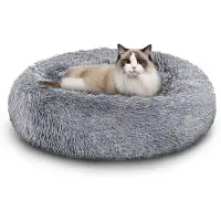 Jayseuw Lit pour chien Peluche Dormir Coussin pour chien Lit pour chat Lavable antidérapant confortable 60cm Gris clair