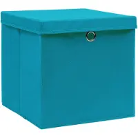 vidaXL Boîtes de rangement avec couvercles 10pcs. Bleu bébé 32x32x32cm Tissu