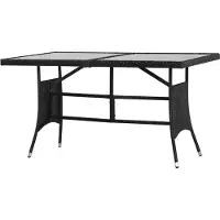 Syfax Table de jardin Noir 140x80x74 cm Résine tressée