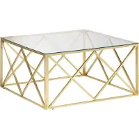 Syfax Table basse doré acier inoxydable et verre trempé