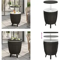 vidaXL Table 3 en 1 avec glacière Noir Polypropylène - Table avec glacière - Tables avec glacière - Table avec fonction de refroidissement - Table avec refroidisseur de boissons