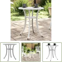The Living Store Table de jardin blanche Ø48x53 cm en fonte d'aluminium