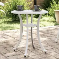 Prolenta Maison Exclusive - Table de jardin blanche, diamètre 48 cm, hauteur 53 cm, en aluminium moulé