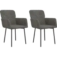 Syfax Chaises à manger lot de 2 Gris foncé Velours