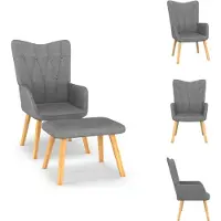 vidaXL Fauteuil de relaxation avec pouf Tissu gris foncé - Fauteuil