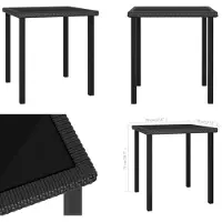 vidaXL Table de jardin noire 70x70x73 cm Poly Rotin - Table de jardin - Tables - Tables
