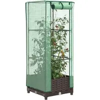 Prolenta Maison Exclusive - Potager surélevé avec serre intégrée aspect rotin 40x40x123 cm