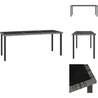 vidaXL Table de jardin Gris 180x70x73 cm Poly Rotin - Tables de jardin