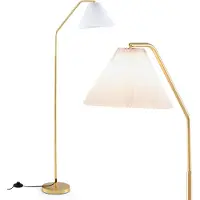 Costway Lampadaire 168cm, Lampadaire E27, Lampe à arc avec tête de lampe réglable & interrupteur à pied, Lampe de lecture or