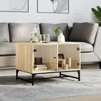 Prolenta Maison Exclusive - Table basse avec portes en verre, en chêne Sonoma, dimensions 68,5 x 50 x 50 cm