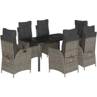 Syfax Ensemble à manger de jardin et coussins 7 pcs gris rotin