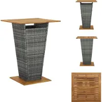 vidaXL Table de bar Gris 80x80x110 cm Poly rotin et bois massif Acacia - Tables de jardin